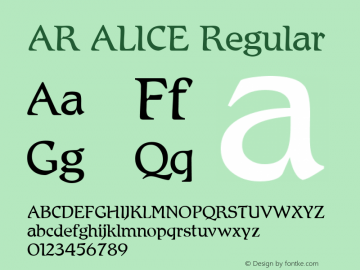 AR ALICE Regular Version 1.00 Font Sample