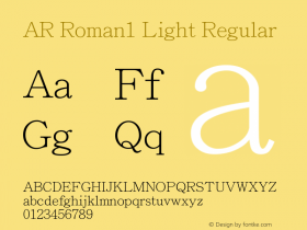 AR Roman1 Light Regular Version 2.10 Font Sample