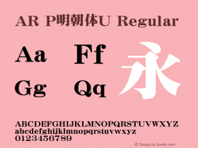 AR P明朝体U Regular Version 2.60 Font Sample