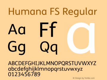 Humana FS Regular Version 003.001 Font Sample