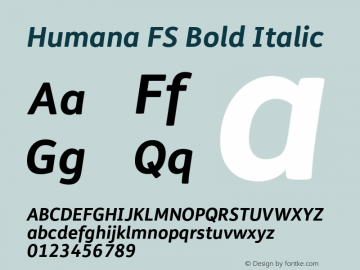 Humana FS Bold Italic Version 003.001图片样张