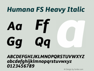 Humana FS Heavy Italic Version 003.001 Font Sample