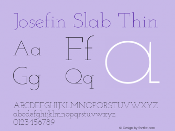 Josefin Slab Thin Version 1.0 Font Sample