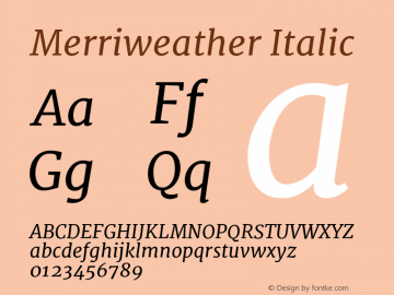 Merriweather Italic Version 1.001图片样张