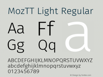 MozTT Light Regular Version 1.001 Font Sample