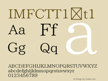 IMFCTT1 t1 Version Version 003.03 Font Sample