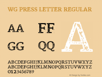 WG Press Letter Regular Unknown Font Sample