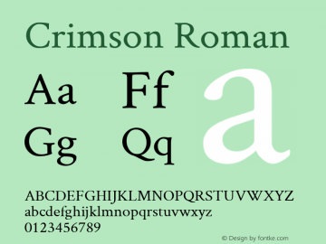 Crimson Roman Version 0.13 Font Sample