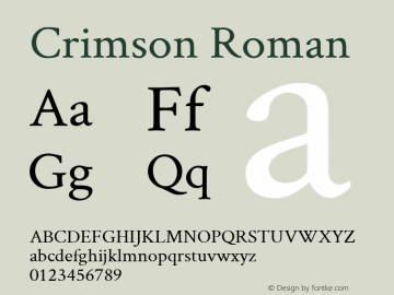 Crimson Roman Version 0.13 Font Sample