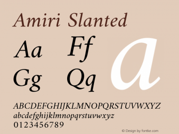 Amiri Slanted Version 000.106 Font Sample