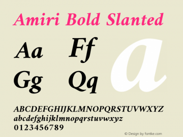 Amiri Bold Slanted Version 000.106 Font Sample