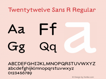 Twentytwelve Sans R Regular Unknown Font Sample