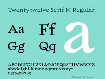 Twentytwelve Serif N Regular Unknown图片样张