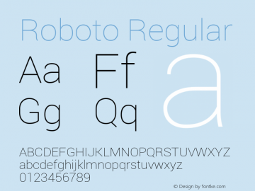 Roboto Regular Version 1.000001; 2012; ttfautohint (v0.94.14-c901) -l 8 -r 50 -G 200 -x 14 -w 