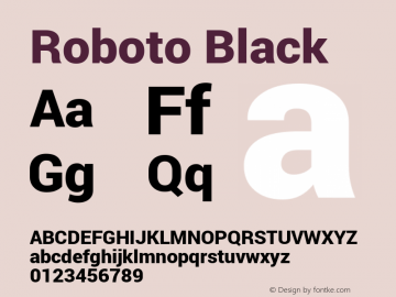 Roboto Black Version 1.100138; 2012 Font Sample