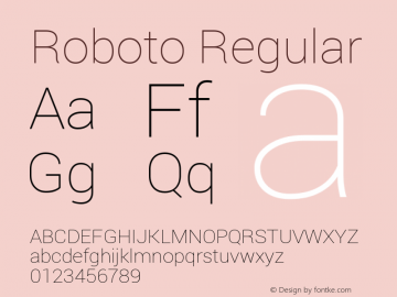 Roboto Regular Version 1.000001; 2012; ttfautohint (v0.94.14-c901) -l 8 -r 50 -G 200 -x 14 -w 