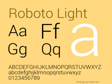 Roboto Light Version 1.100138; 2012 Font Sample