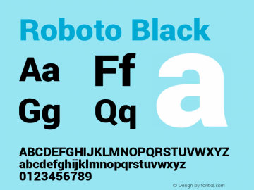 Roboto Black Version 1.100138; 2012 Font Sample