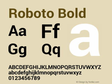 Roboto Bold Version 1.100004; 2012 Font Sample