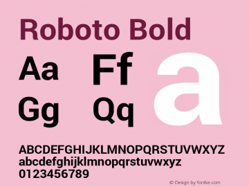 Roboto Bold Version 1.100004; 2012 Font Sample