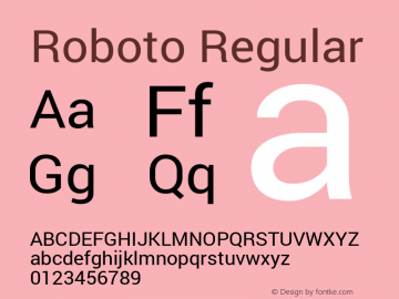 Roboto Regular Version 1.100004; 2012 Font Sample