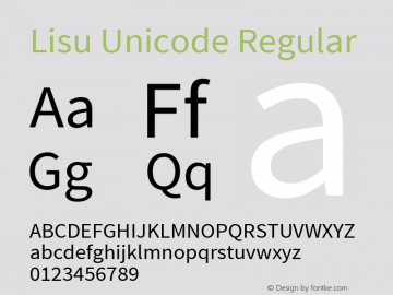 Lisu Unicode Regular 0.6 (Beta) Font Sample