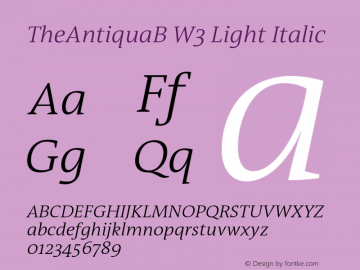 TheAntiquaB W3 Light Italic Version 1.71图片样张