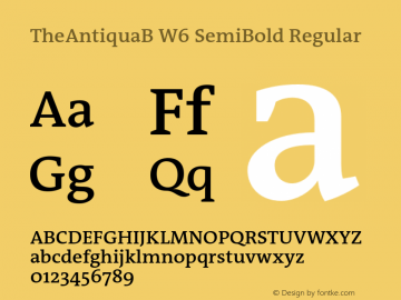 TheAntiquaB W6 SemiBold Regular Version 1.72 Font Sample