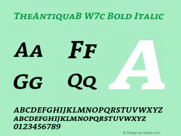 TheAntiquaB W7c Bold Italic Version 1.72 Font Sample