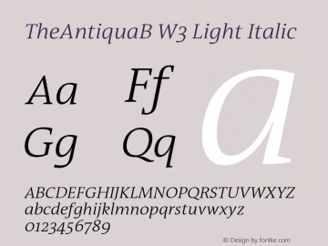 TheAntiquaB W3 Light Italic Version 1.72图片样张