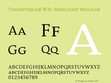 TheAntiquaB W4c SemiLight Regular Version 1.72 Font Sample