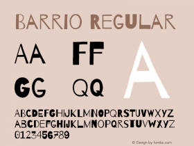 Barrio Regular Version 1.002;PS 001.002;hotconv 1.0.70;makeotf.lib2.5.58329 Font Sample