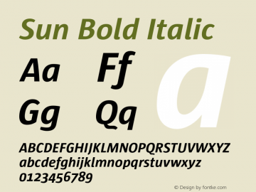 Sun Bold Italic Version 4.054 Font Sample