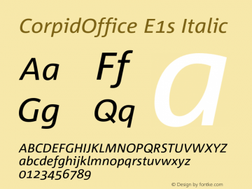 CorpidOffice E1s Italic Version 2.392 Font Sample