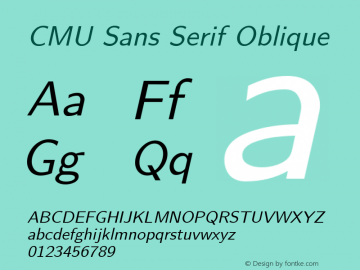 CMU Sans Serif Oblique Version 0.6.3a Font Sample