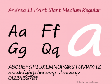 Andrea II Print Slant Medium Regular Version 1.000 2010 initial release图片样张