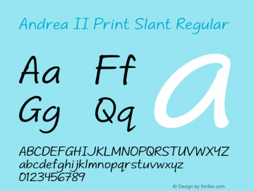 Andrea II Print Slant Regular Version 1.000 2010 initial release图片样张