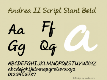 Andrea II Script Slant Bold Version 1.000 2010 initial release图片样张