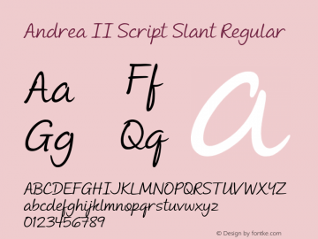 Andrea II Script Slant Regular Version 1.000 2010 initial release图片样张