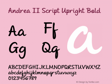 Andrea II Script Upright Bold Version 1.000 2010 initial release图片样张