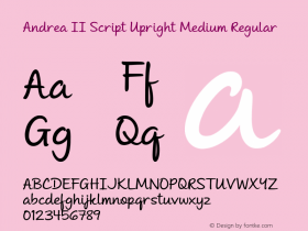 Andrea II Script Upright Medium Regular Version 1.000 2010 initial release图片样张