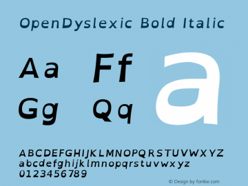 OpenDyslexic Bold Italic Version 2.001;PS 002.001;hotconv 1.0.70;makeotf.lib2.5.58329图片样张