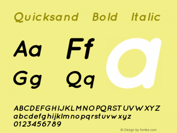 Quicksand Bold Italic 1.002 Font Sample