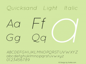 Quicksand Light Italic 1.002 Font Sample