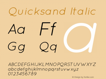Quicksand Italic 1.002 Font Sample