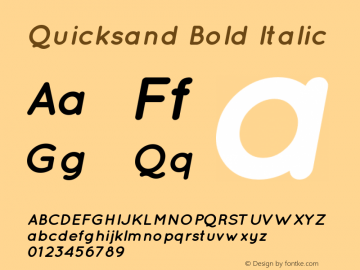 Quicksand Bold Italic 1.002 Font Sample