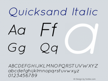 Quicksand Italic 1.002 Font Sample