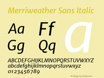 Merriweather Sans Italic Version 1.000 Font Sample