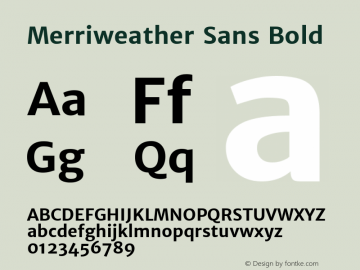 Merriweather Sans Bold Version 1.003; ttfautohint (v0.93.8-669f) -l 7 -r 28 -G 0 -x 13 -w 