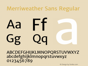 Merriweather Sans Regular Version 1.003; ttfautohint (v0.93.8-669f) -l 7 -r 28 -G 0 -x 13 -w 